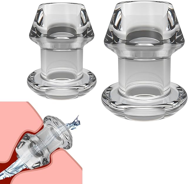 Hollow Anal Plug Vaginal Dilator Speculum, TPE Transparent Anal Plug Anal Speculum Vaginal Stretcher Tunnel Anal Dilator BDSM Enema Toys Sex Toys for Adult Men Women (2 Pcs Style A)