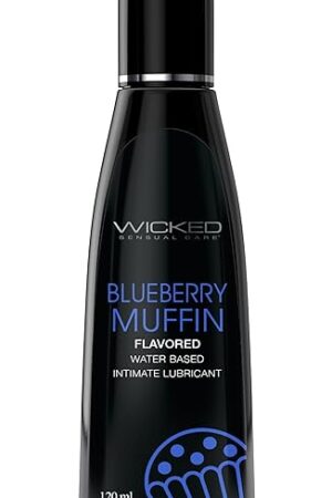 Wicked Sensual Care Aqua Blueberry Muffin 4 oz - Water-Based Lubricant, Propylene Glycol & Glycerin Free, pH Balanced, Compatible with All Toy Materials, Sweetened with Stevia