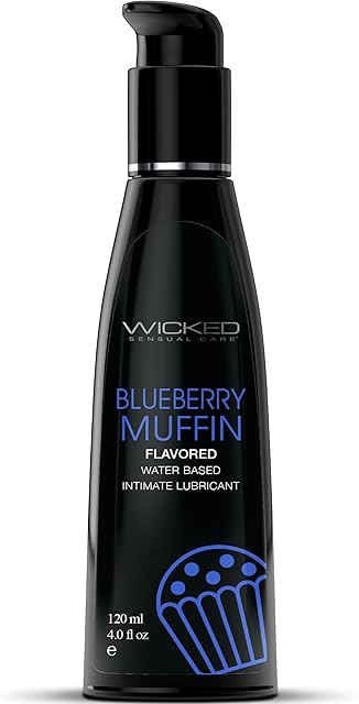 Wicked Sensual Care Aqua Blueberry Muffin 4 oz - Water-Based Lubricant, Propylene Glycol & Glycerin Free, pH Balanced, Compatible with All Toy Materials, Sweetened with Stevia
