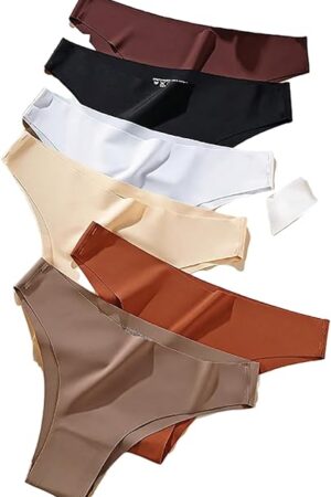 Women's 6-Pack Seamless Underwear Sexy Low Rise Stretch Moisture Wicking Breathable Cheeky Underwear for Women