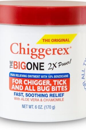 2X Power First Aid Medicated Ointment for Chiggers, Mosquito Bites, Ticks and Bug Bite Relief with Aloe Vera & Chamomile, 6 oz