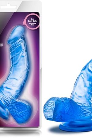 Blush B Yours Sweet N Hard 6.5" Realistic Dildo w/Balls, Flexible Curved Shaft, Soft PVC, Suction Cup, Harness Compatible - Lifelike Cock G- P-Spot - Adult Sex Toy for Women, Men & Couples - (Blue)