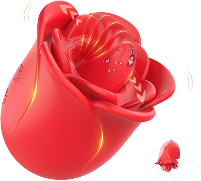 Clit Licker, Rose Sex Toy, Forceful Tongue Toy for Women, Rose Vibrator for Women's Oral Sex Pleasure Adult Aterori Toys & Games with 12 Vibration & 10 Tongue Licking Modes (Red)