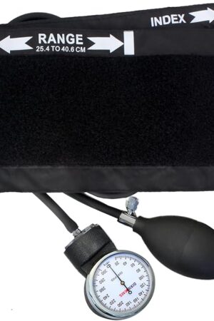 Dixie EMS Deluxe Aneroid Sphygmomanometer Blood Pressure Set W/Adult Cuff, Carrying Case and Calibration Tool - Black
