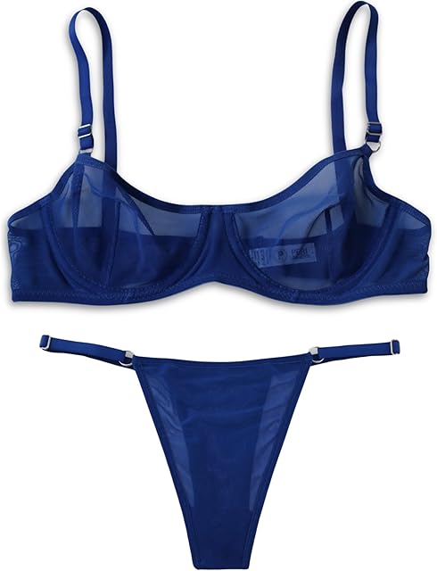 Women See Through Lace Lingerie Set, Underwire, Mesh Underwear, Sheer Bra and Panty Sets