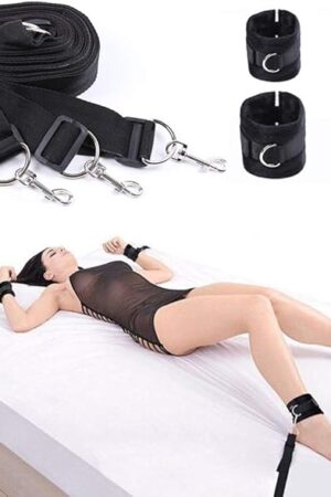 Bed Restraints Kit, Romi Adjustable Fetish Sex Bondage Bedroom BDSM Toy with Hand Cuffs Ankle Cuff for Couple