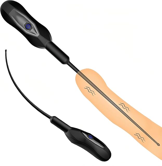 Electric Silicone Penis Vibrator ? Sex Toys for Men with 10 Vibration Modes, Male Masturbator Urethral Sounding Plug for Prostate Play with Smooth Silicone