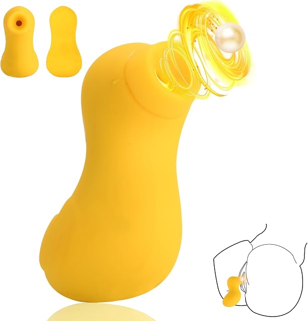 Clitoral Suction Vibrator Adult Toy Mini Yellow Duck with 7 Vibration and Suction Modes, IPX7 Waterproof USB Portable Silent Nipple Clitoral Stimulator Sex Toy for Beginner Women and Couples