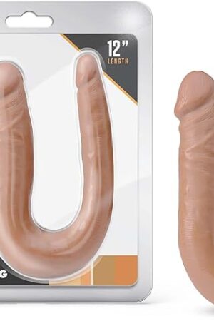 Blush Dr Skin Mini Double Dong ? 125 Inch Realistic Double Ended Dildo with Easy-Grip U-Shape Handle ? Girthy Dual Sided Dildo for G-Spot & Anal Play ? Double Penetration Sex Toys for Women Couples