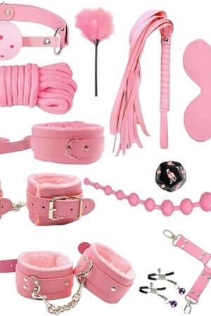 BDSM Restraints Sex Toys 15 Pcs for Couples Bondage Kits Fetish Bed Restraints Set for Beginners SM Adult Games Spanking Paddle Pink