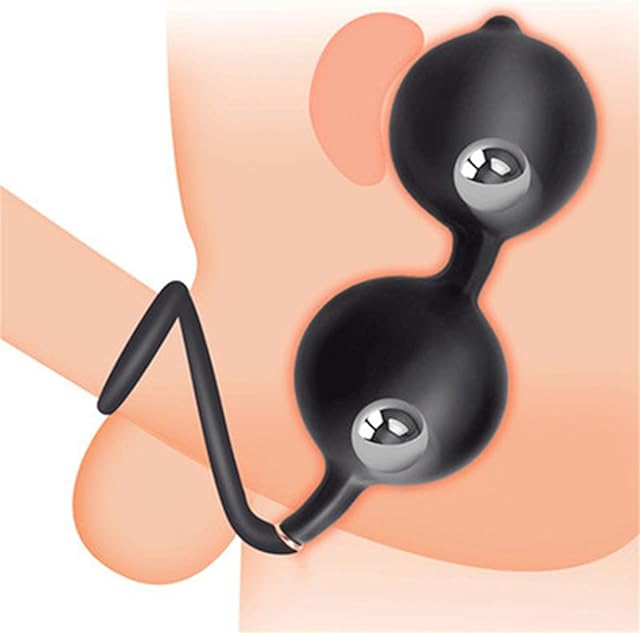 Double-Bead Inflatable Anal Plug for Men and Women, Inflatable Butt Plug with Steel Beads, Double-Ring Inflatable Anal Plug Adult Sex Toy