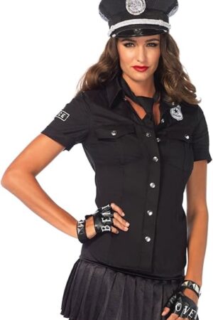womens 2 Pc.police Shirt With Badge Accents and Tie