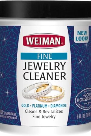 Weiman Fine Jewelry Cleaner Liquid with Cleaning Brush ? Restores Shine & Brilliance to Gold, Platinum, Precious Gemstones & Diamond Jewelry, 6 Oz