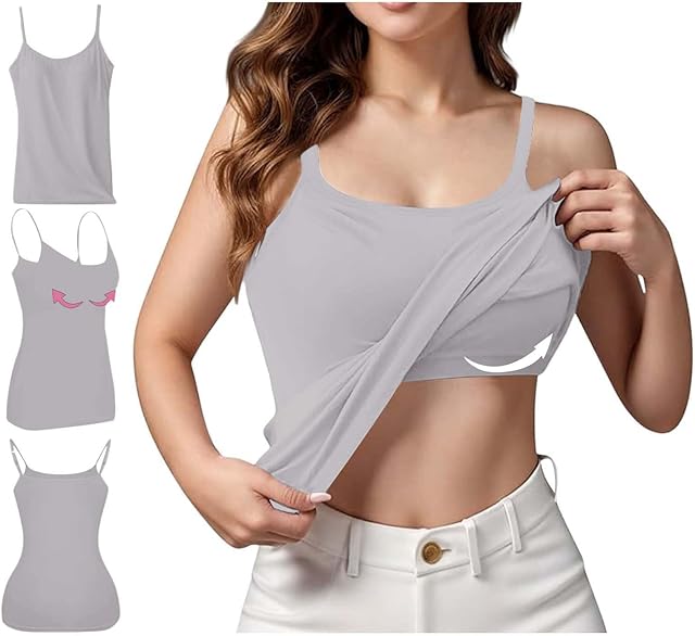 Camisole Tops for Women Built in Bra Tank Tops for Women 2025 Bras No Underwire Yoga Tops Workout Sports Padded Cami