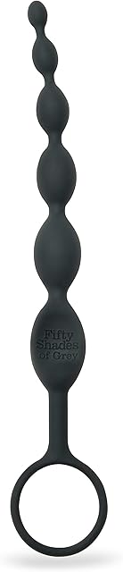 Fifty Shades of Grey Pleasure Intensified Black Silicone Anal Beads - Graduated Size - 7.5 inch