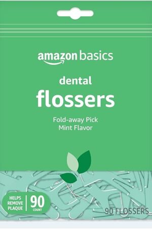 Amazon Basics Mint Dental Flossers, 90 Count, 1 Pack (Previously Solimo)