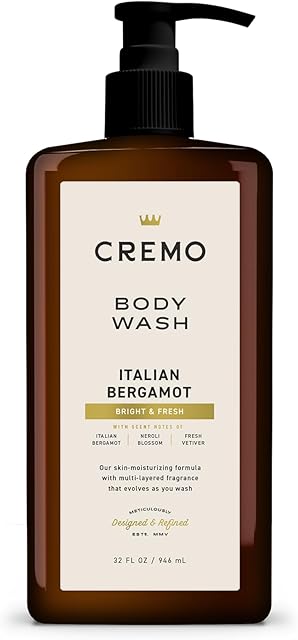 Cremo Rich-Lathering Italian Bergamot Body Wash for Men, Notes of Italian Bergamot, Neroli Blossom, and Fresh Vetiver, 32 Fl Oz
