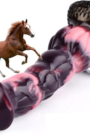 Horse Dildo for Women Large Pink Black Realistic Animal Fantasy Horse Penis with Thick Knot Waterproof Animal Huge Horse Dildo Anal Plug Sex Toys Suitable for Male and Couples Relax