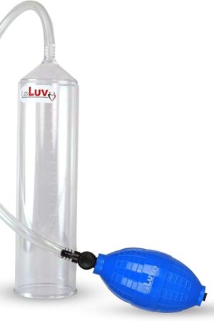 LeLuv Easyop 2.25 Inch by 9 Inch Cylinder Penis Pump Blue Bgrip Ball Handle Clear Graduated Cylinder/Clear Collapse-Resistant Hose