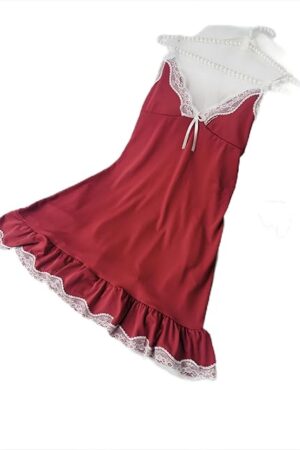 European and American sexy lingerie, sexy suspender, deep V-lace slim fit women's sexy nightgown