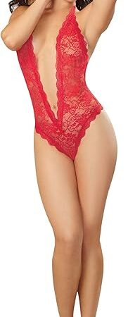 Women's Naughty Vows Stretch Lace Halter Chemise