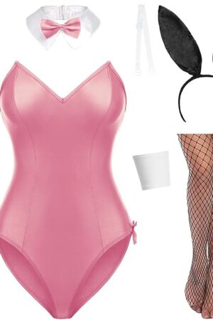 Women Bunny Costume Lingerie Sets for Women Sexy Halloween One Piece Bodysuit Stockings Set7-Piece Set