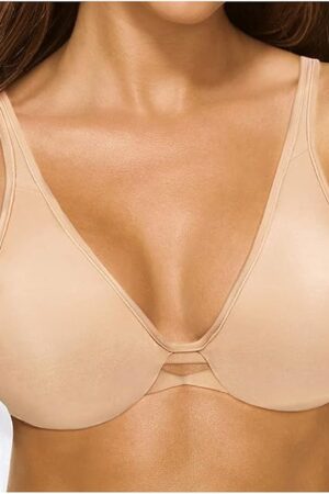 womens Lilyette Women's Plunge Into Comfort Keyhole minimizer bras, Champagne, 42D US