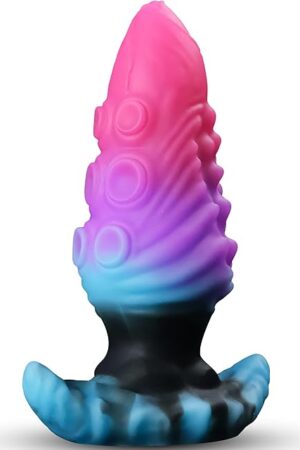 6" Large Butt Plug Anal Strecher Trainer, Silicone Huge Buttplug with T Base, Fantasy Anal Plug Prostate Massager, Wearable Tentacle Dildo with Knot, Rainbow Sex Toy for Men Women Couple
