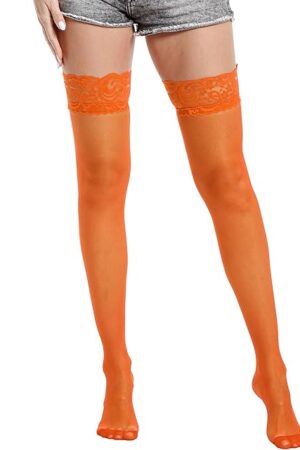 Lace Thigh High Stockings for Women Naughty 10D Sheer Full Footed Socks Lingerie Silicone Anti-Slip