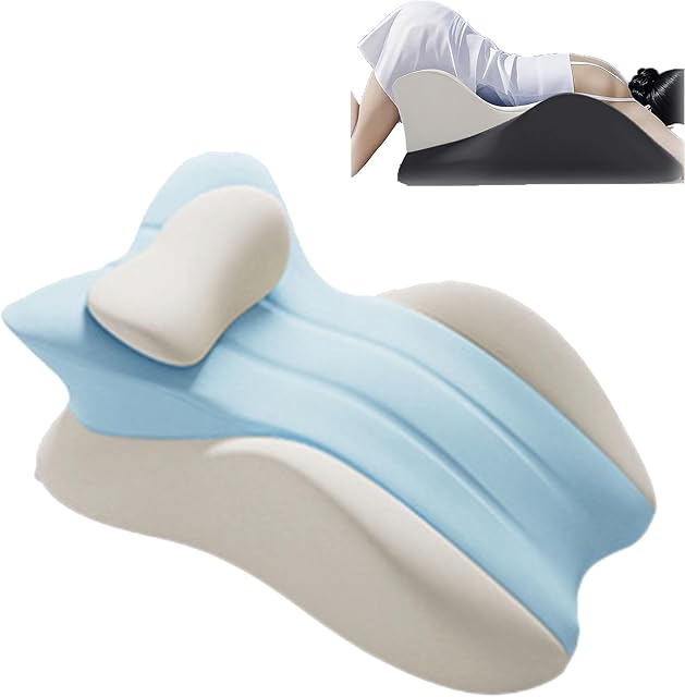 Butt Cushion for Couples, Ergonomic Memory Foam Pillow - Waterproof Posture Support Pillow for Intimacy, Modern & Simple Style Cushion Suitable for Home Use (Blue and White)