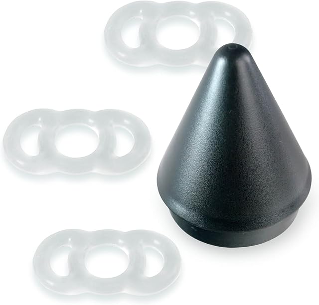 LeLuv Loop Handle Penis Tension Rings Eyro Clear Silicone Bundle with Easyop 2.25 inch Loader Cone .6 inch Unstretched Diameter 3 Pack