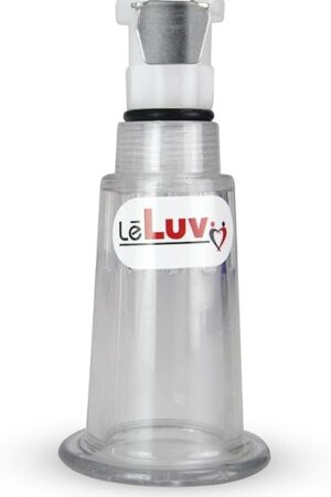 LeLuv Pair of Nipple Vacuum Cylinder with Fitting for Suction Pumping, Clear Polycarbonate Adult Toy, Large
