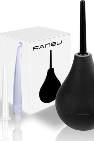 Enema Bulb Douche Enema Kit for Women & Men with 3 Nozzles (Black, 4 Piece Set)