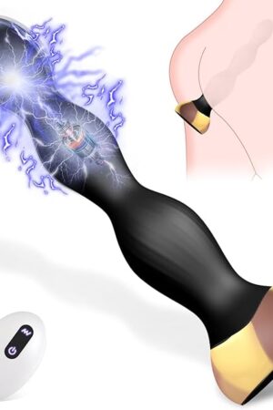 Electric Shock Anal Beads Vibrating Butt Plug Adult Sex Toys, Rechargeable Electric Shock Pulse Silicone Anal Vibrator, Waterproof G-spot Stimulator Male Prostate Massager for Men Women Couple