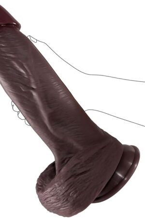 12'' Realistic Large Thick Black Dildo, Real Skin Dual Density Silicone Dildos, Lifelike Giant Dildo with Powerful Suction Cup for Hands-Free, for Vaginal Anal Stimulation Sex Toys for Men and Women