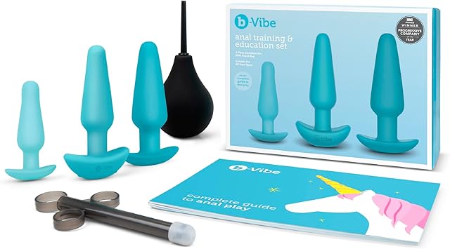 b-Vibe Training Anal Plug Set - 7 Piece Silicone Butt Plug, Anal Toys for Adults - Blue