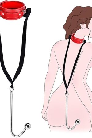 BDSM Anal Hook Sex Bondage Restraint Set with Leather Chain Leash Collar, Stainless Steel Anal Trainer Adult Sex Toys for Men, Adjustable Harness Restraints Kit for SM Couple Role Play Fetish Toy