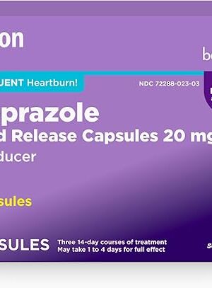 Amazon Basic Care Omeprazole Delayed Release Mini Capsules 20 mg, Acid Reducer, 24HR Heartburn Relief, 42 Count Pack
