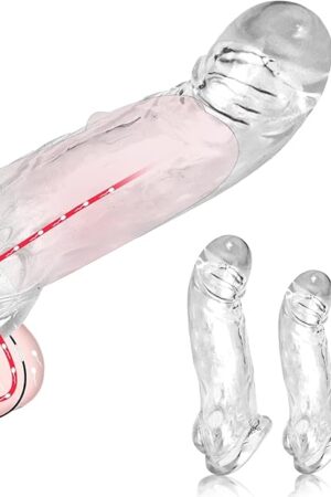 3 Sizes Reusable Penis Sleeves Set - Silicone Penis Extender with Strap, Odorless Cock Sleeve for Enlargement, Delay Ejaculation & Enhanced Pleasure, Male Sex Toys