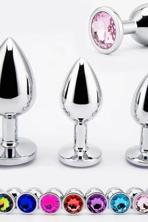 Anal Butt Plug 3 Sizes Metal Anal Plug Smaller Smooth Stainless Steel Butt Plug Colorful Crystal Round Anus Plug Adults Anal Sex Toys for Women
