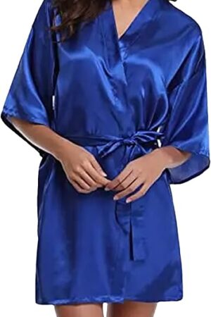 Women's Solid Color Kimono Nightgown Satin Bathrobe Homewear Wedding Bridal Sleepwear Sexy Intimate Lingerie