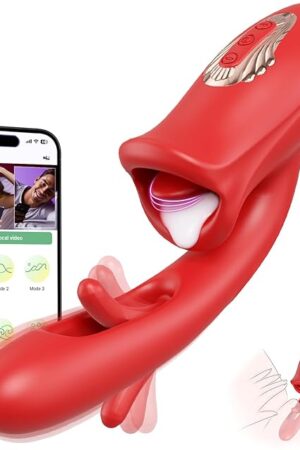 Vibrator Adult Sex Toys for Women, APP Remote Control Tongue Rose Sex Toy Dildo Vibrators G Spot Vibrator with 9 Licking Sucking & Flapping Clitoral Stimulator Anal Nipple for Female Men Couples