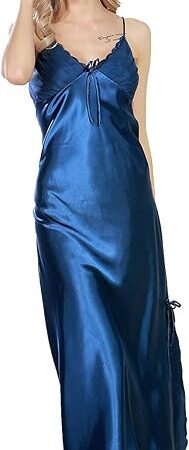 Women Lingerie Nightgowns Full Slips Pajamas Satin Silky Sleepwear Soft Sexy Long Slim Nightdress