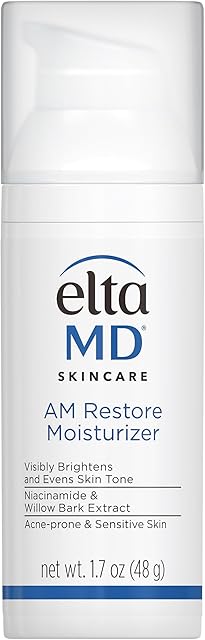 EltaMD AM Restore Face Moisturizer for Women and Men, Light Moisturizer Face Cream, Made with Niacinamide and Hyaluronic Acid, 17 oz Pump