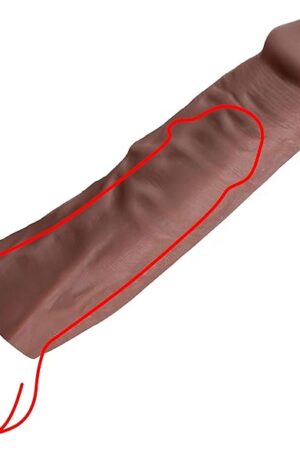 Jock Extra Long 15" Penis Extension Sleeve for Men & Couples Gain Size in Seconds! Realistic Feel with Textured Sheath, Smooth and Snug Wear, Custom Length Body-Safe TPE 1 Piece, Dark