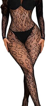 Woman Sexy Lingerie Bodysuit Fishnet Body Stocking Leopard Jumpsuit Rave Outfits