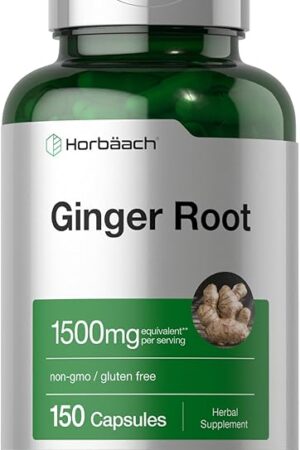 Horb?ach Ginger Root Capsules 1500 mg | 150 Pills | Non-GMO, Gluten Free | Ginger Root Extract