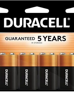 Duracell Coppertop 9V Battery, 4 Count (Pack of 1), Long-lasting All-Purpose Alkaline 9V Batteries for Household and Office Devices