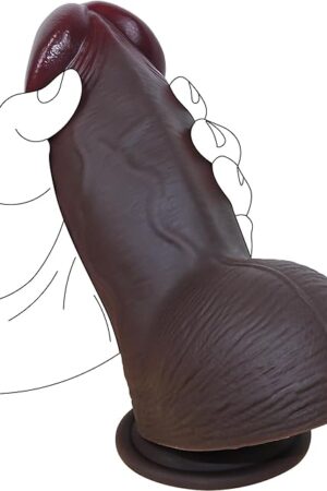 Big Dildo Sex Toys for Women, 26'' Diameter Huge Thick Dildo, 78'' Silicone Realistic Dildo with Strong Suction Cup for Hands-Free, Brown Giant Dildo for G-spot Stimulator and Anal Play