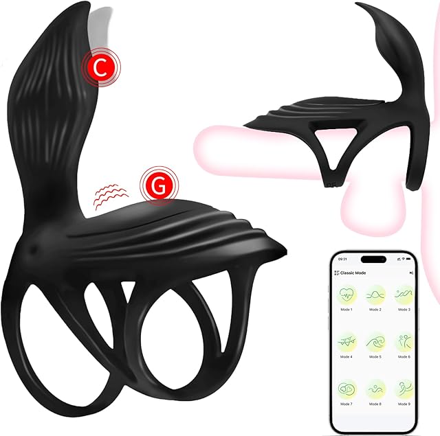 Vibrating Cock Ring Sex Toys - DIFFLUE Couple Sex Toys Pleasure Clitoral G Spot Male Vibrator, Silicone Penis Sleeve, vibrate Penis Extender with 9 Vibrations, Adult Toy for Men Women Couple